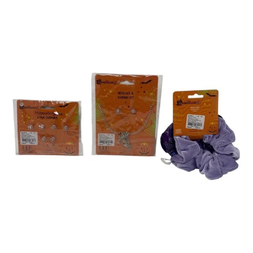 Disney Claire's Descendants Halloween Jewelry Earring Necklace Scrunchie Set NEW